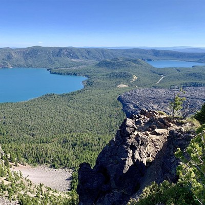 Newberry Volcano, cradled by East and West Paulina Lakes