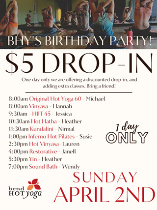 Image: $5 Classes All Day! BHY's Birthday Bash!