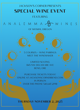 Image: Analemma Winery and Jackson's Corner Wine Dinner