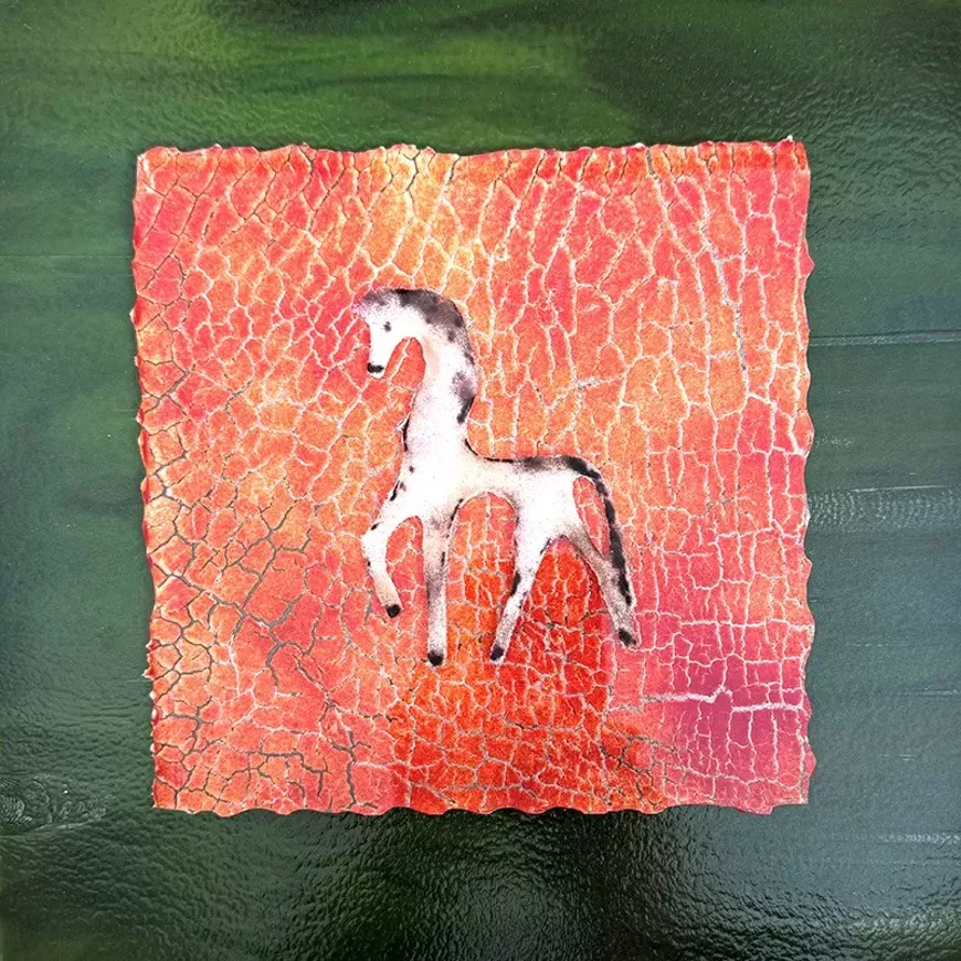 Ancient Horse fused Glass Panel