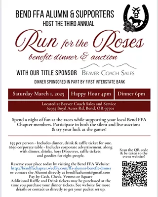 Image: Bend FFA Alumni & Supporters &ldquo;Run for the Roses&rdquo; Benefit Dinner & Auction
