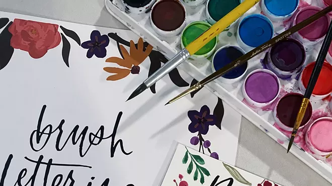 Image: Brush Lettering and Watercolor Holiday Place Cards