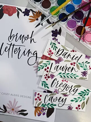 Image: Brush Lettering and Watercolor Holiday Place Cards
