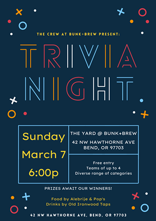 Image: Bunk+Brew Presents: Sunday Trivia Night!