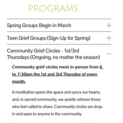 Community Grief Circle - 1st and 3rd Thursday of the month