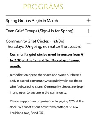 Community Grief Circle - 1st and 3rd Thursday of the month