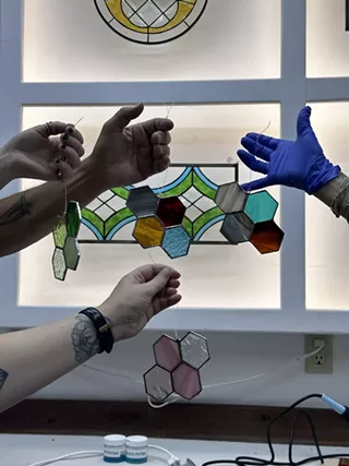 Image: Date Night- Stained Glass Honeycomb Suncatchers