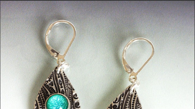 Image: Dichroic Glass Set in Metal Clay Pendant Class