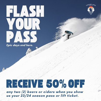Flash Your Pass - 50% Off Your First Two Beers
