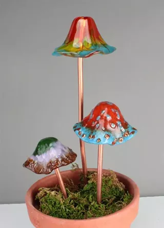 Image: Fused Glass Mushroom Garden Art