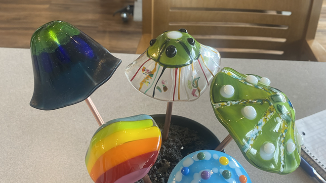 Image: Fused Glass Plant Stakes - Mushrooms
