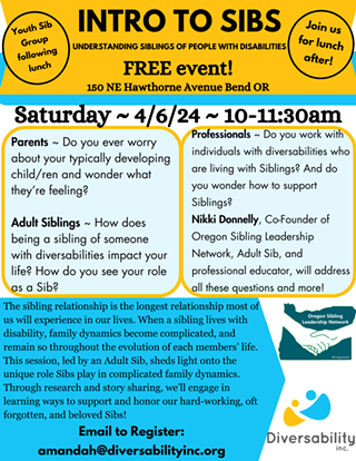 Image: Intro to Sibs: Understanding Siblings of People with Disabilities/Diversabilities