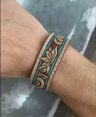 Image: Kids Tooled Leather Cuff Bracelet (Ages 9+)