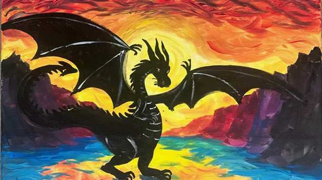 Image: Let's Paint Art Class - Dragon at Sunset