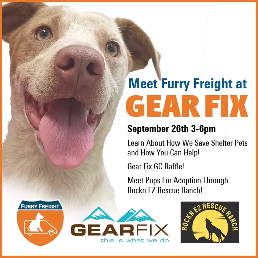 Meet Furry Freight at Gear Fix +Adoption Event!