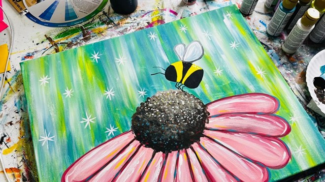 Pink Flower with Bee Paint Party