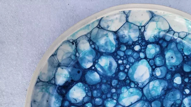 Image: Pottery Glazing with Bubbles and Watercolor