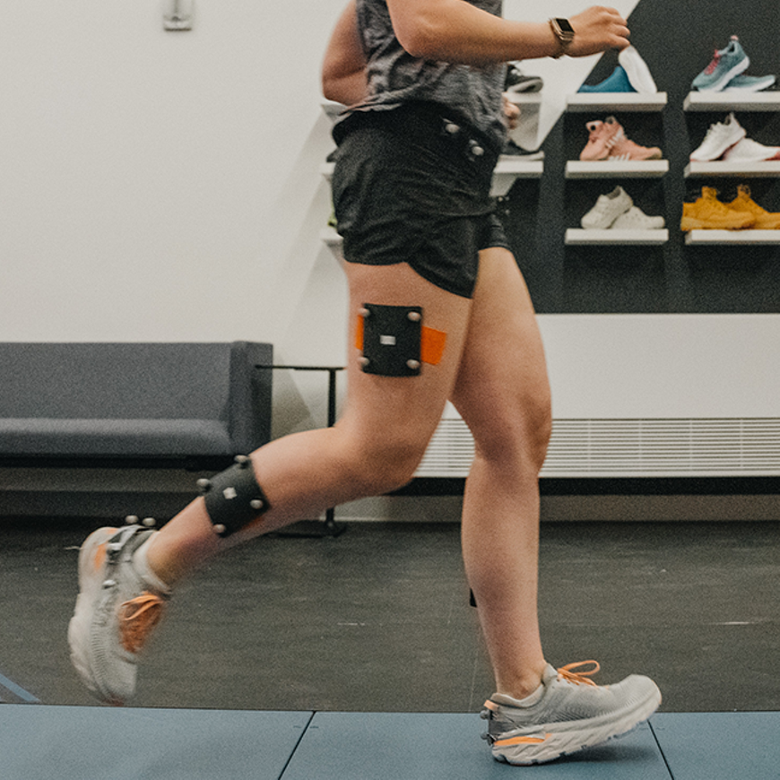 running subject in biomechanics lab
