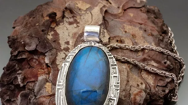 Image: Silver Metal Clay with Natural Stones, Pendant, or Earrings