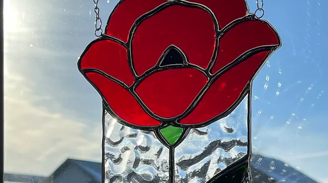 Image: Stained Glass 101: Poppy Suncatcher- 2 Week Workshop
