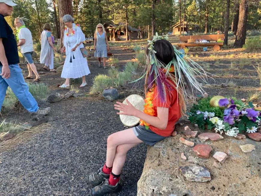 Celebrants enjoy a labyrinth walk for Summer Solstice in Sisters.