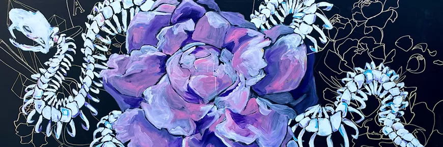 "Memento Maria" 8 foot by 3 foot painting by Michelle Schultz