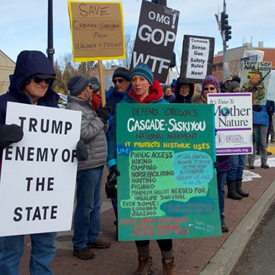 Protesters picket Trump, Walden, the NRA and the sale of public lands